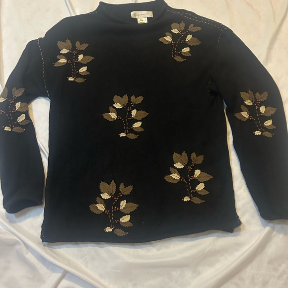 Medium Susan Bristol Vintage Black Pullover Sweater Beaded Hand Embroidered - Picture 1 of 13